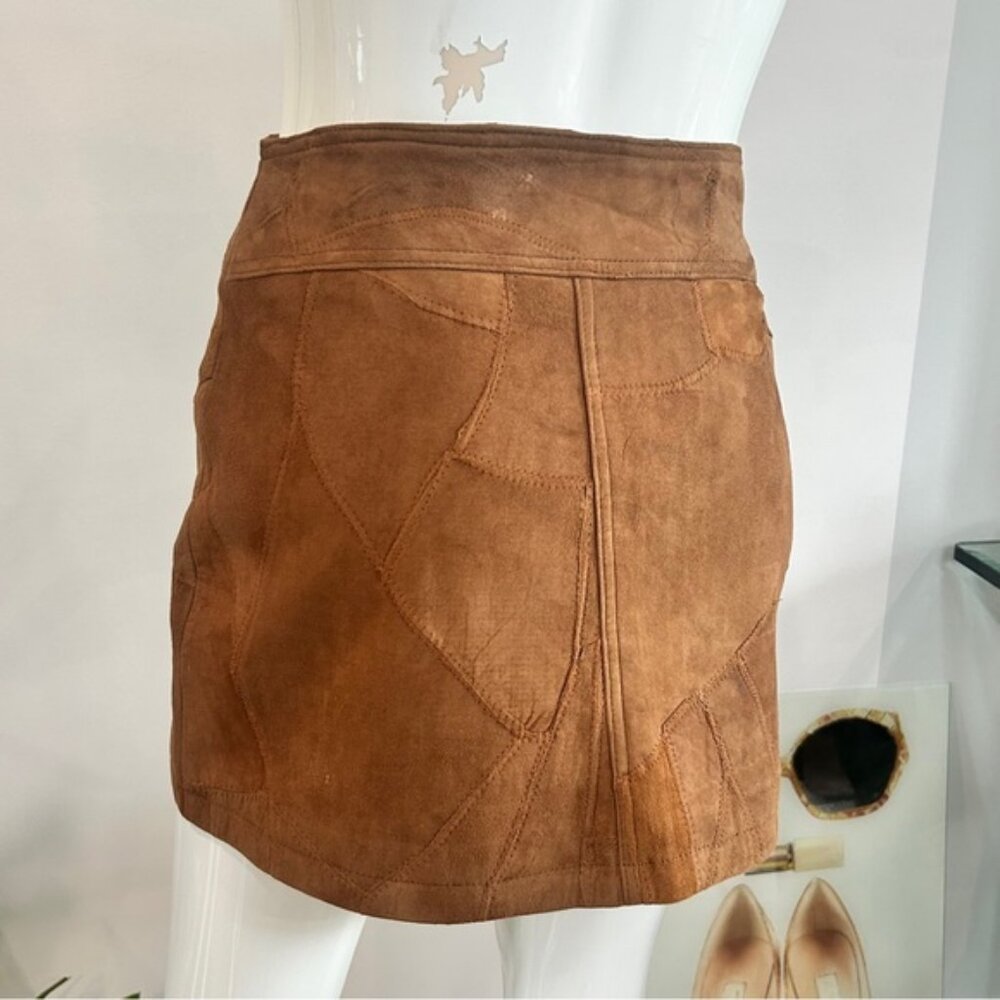 Le Chateau Suede Patchwork Snap Front Mini Skirt - image 6